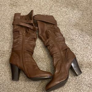 Brown leather boots